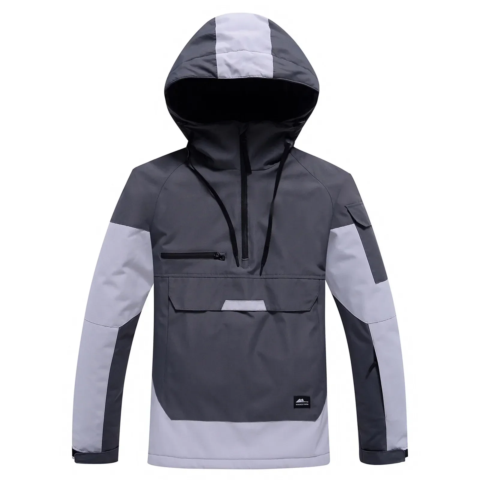 Women's Water-Resistant Pullover Hoodie with Pockets - AquaShield Gray