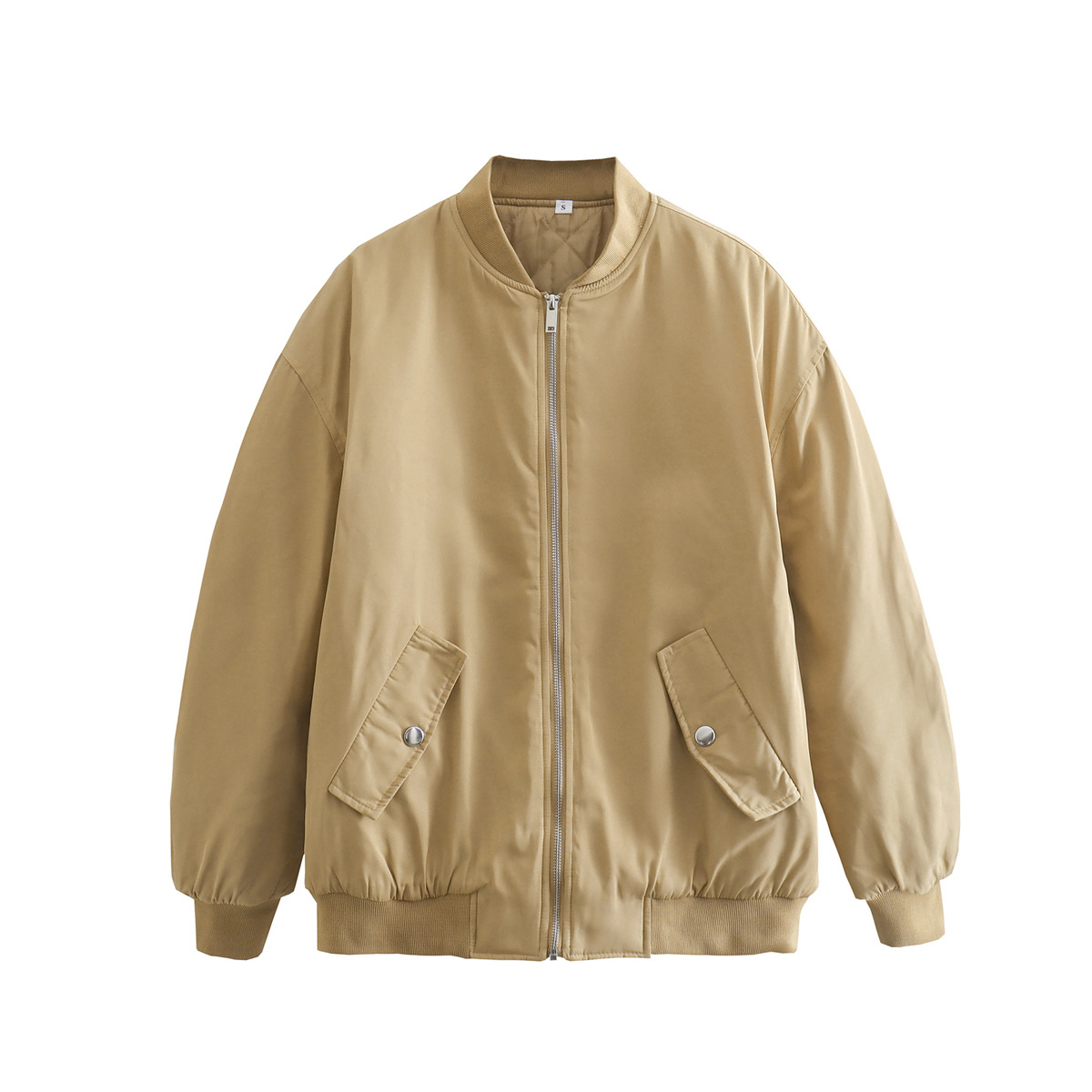 Oversized Women's Bomber Jacket - Effortless Street Style - UrbanEdge Khaki