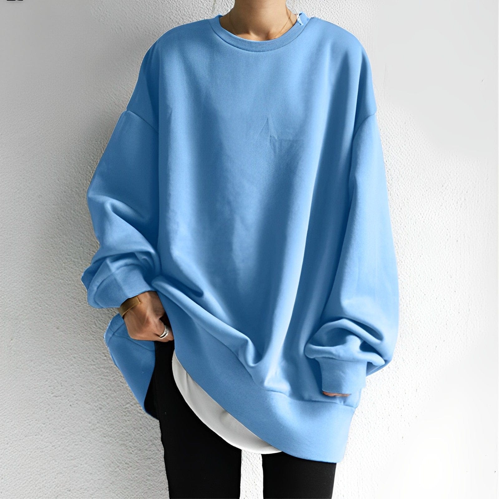 Women's Oversized Pullover Sweatshirt - Cozy Comfort Top - LoungeLux Blue
