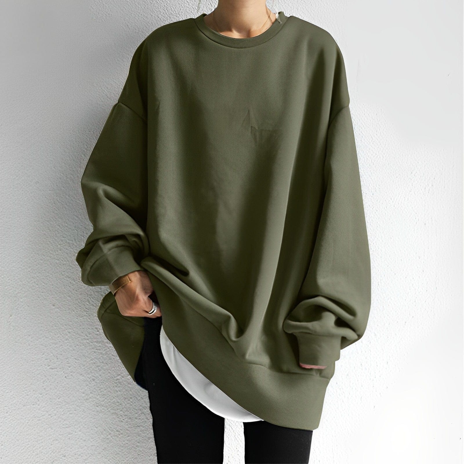 Women's Oversized Pullover Sweatshirt - Cozy Comfort Top - LoungeLux Green