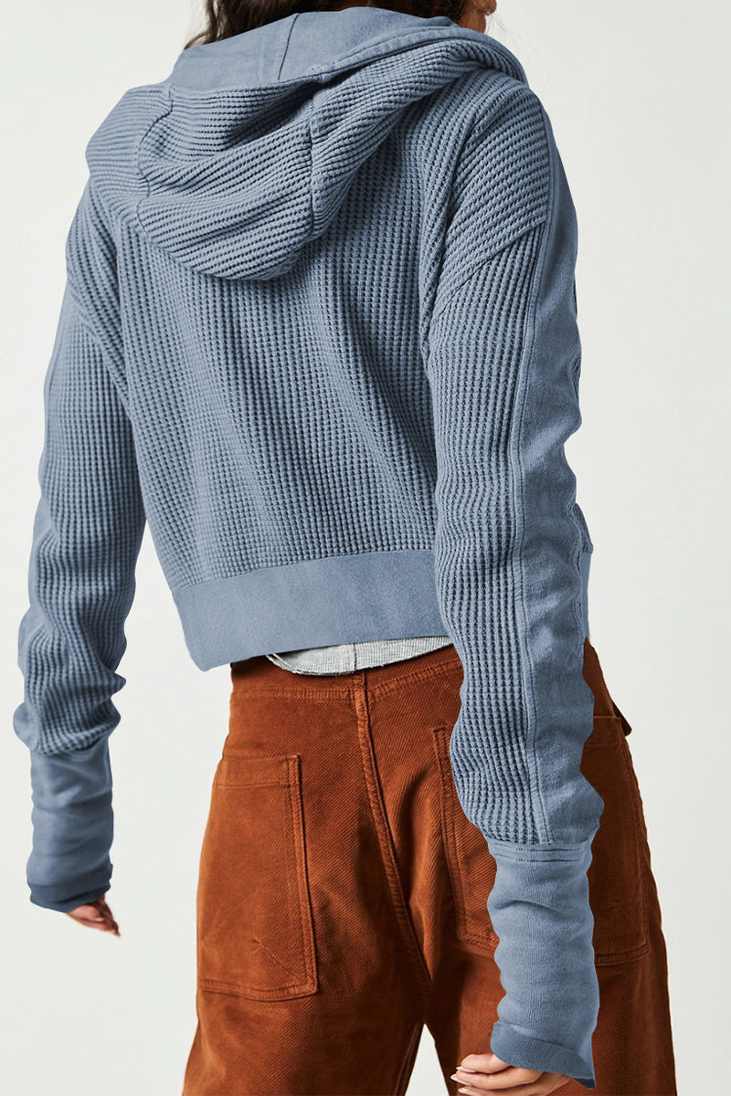 Women's Waffle-Knit Hooded Jacket - Cozy Chic Ermie