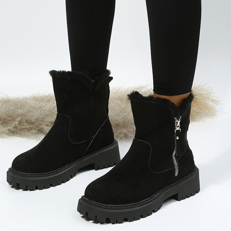 Women's Suede Ankle Boots Warm Lined Non-Slip - UrbanStride