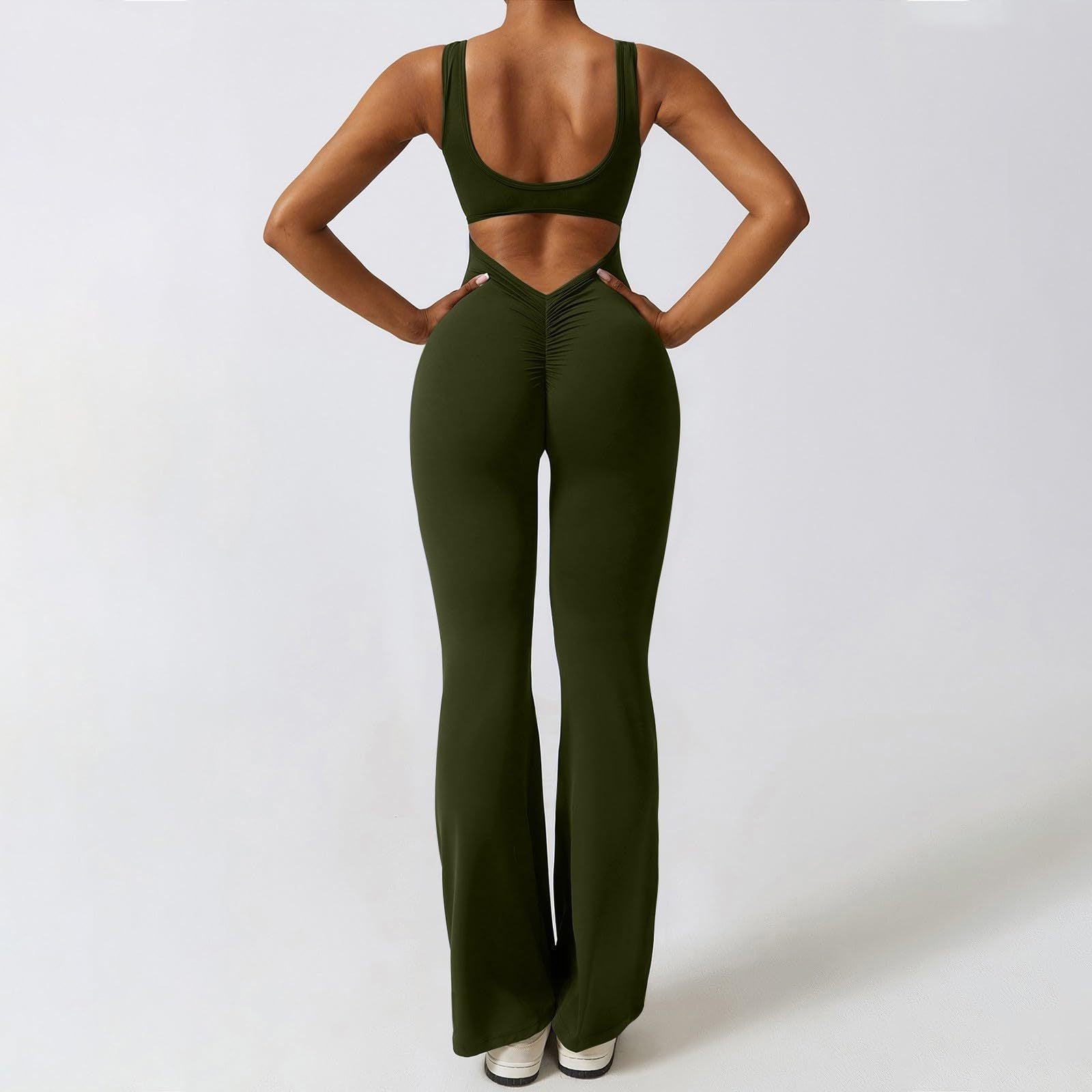 Women's Sculpting Open Back Jumpsuit - BodyCurve Green