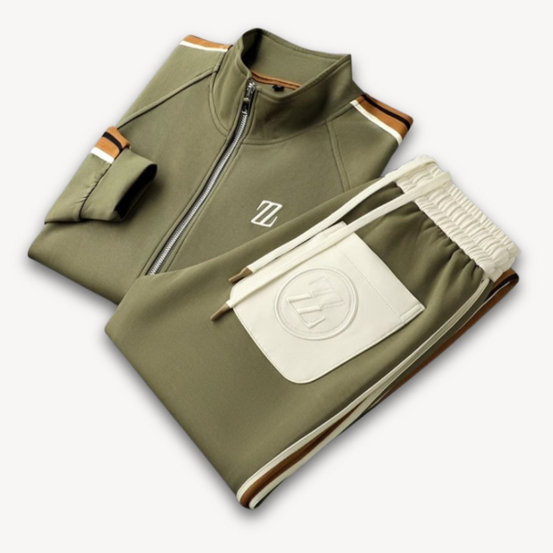 Men’s Tracksuit Set – Slim Fit – Side Stripe – Zip Jacket & Drawstring Joggers