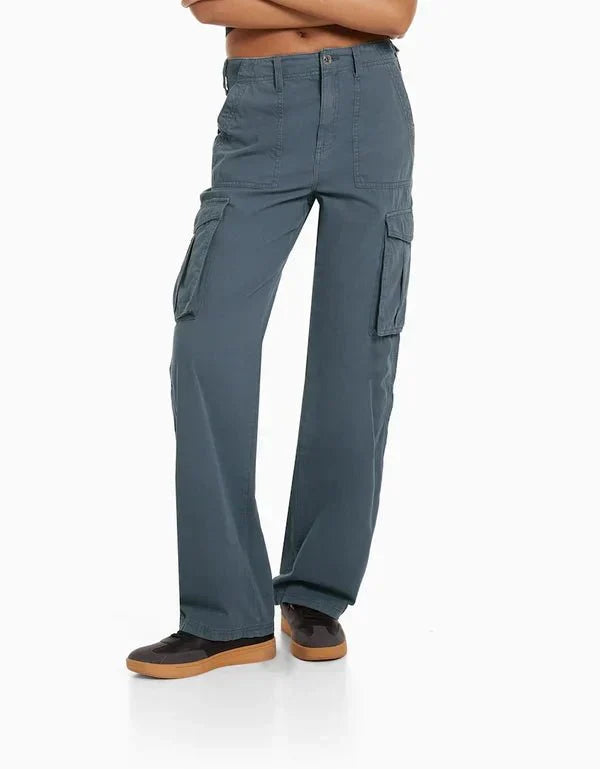 Women's Relaxed Wide Leg Cargo Pants with Pockets - StreetFlex