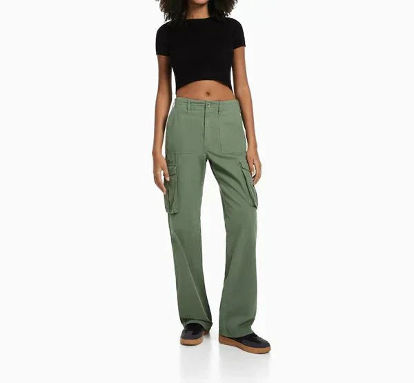 Women's Relaxed Wide Leg Cargo Pants with Pockets - StreetFlex