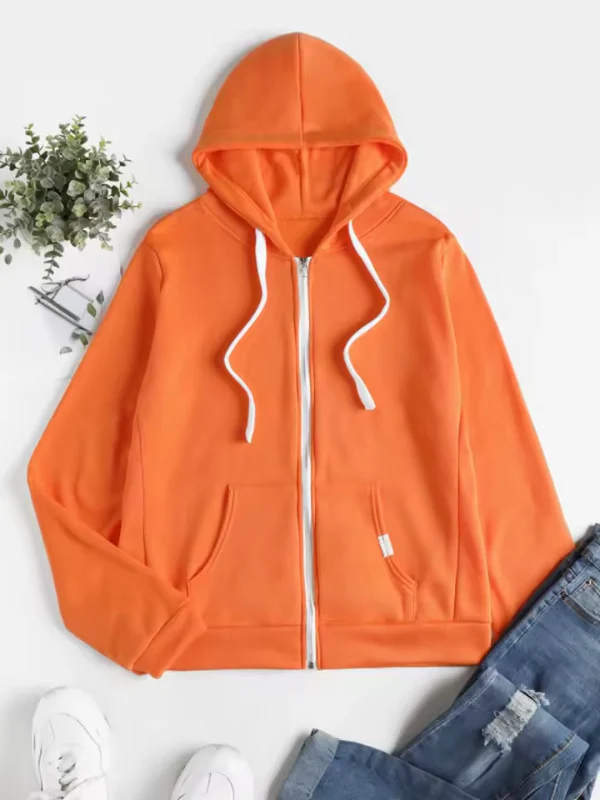 Women's Cotton Zip-Up Hoodie Soft & Cozy - ComfortZip Orange