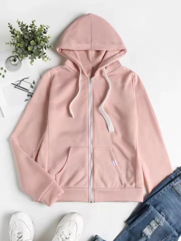 Women's Cotton Zip-Up Hoodie Soft & Cozy - ComfortZip Pink