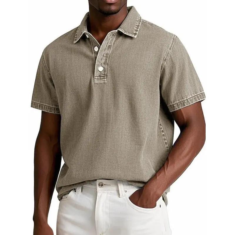 Men's Premium Cotton Blend Polo Shirt - ComfortStyle Khaki