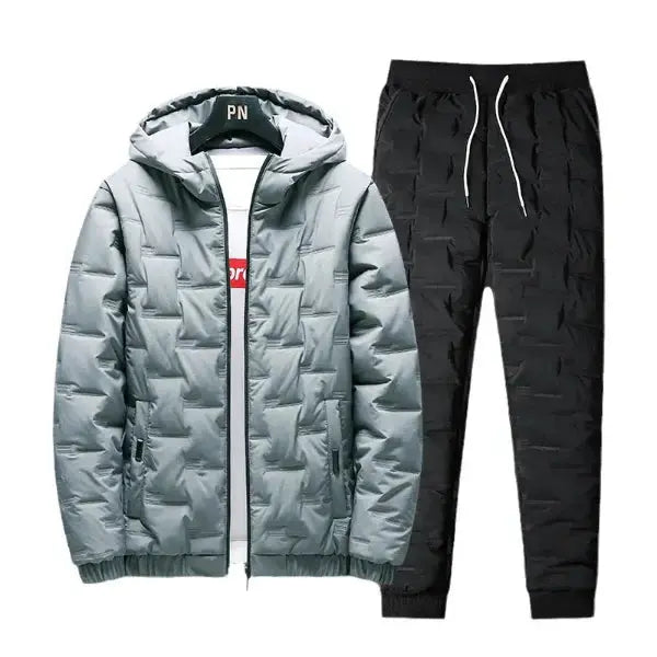 Men's Two-Piece Set - Hooded Jacket - Regular Fit – Full Zip – Ribbed Cuff - Drawstring Pants Blue