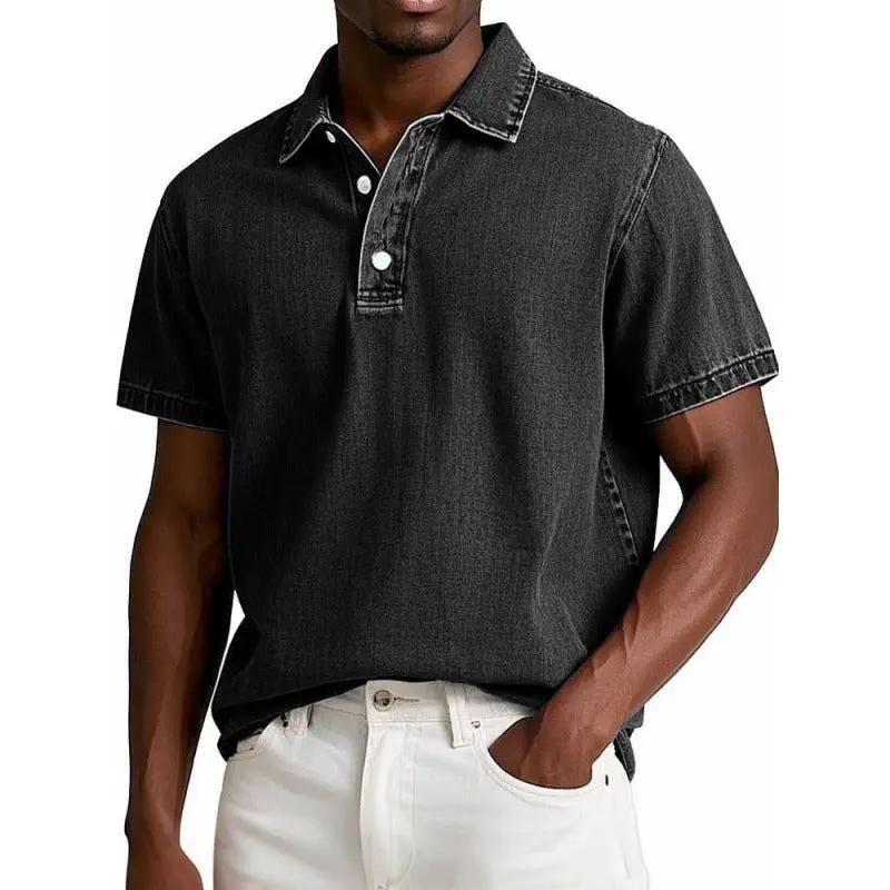 Men's Premium Cotton Blend Polo Shirt - ComfortStyle Black