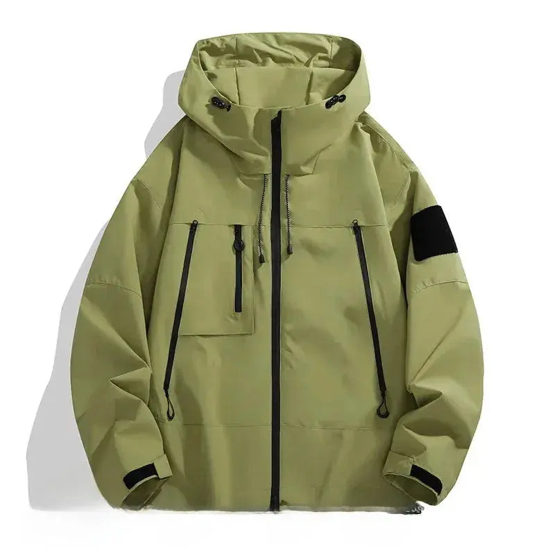 Men’s Jacket – Oversized Fit – Wind-Resistant – Zippered Pockets – Adjustable Hood Green