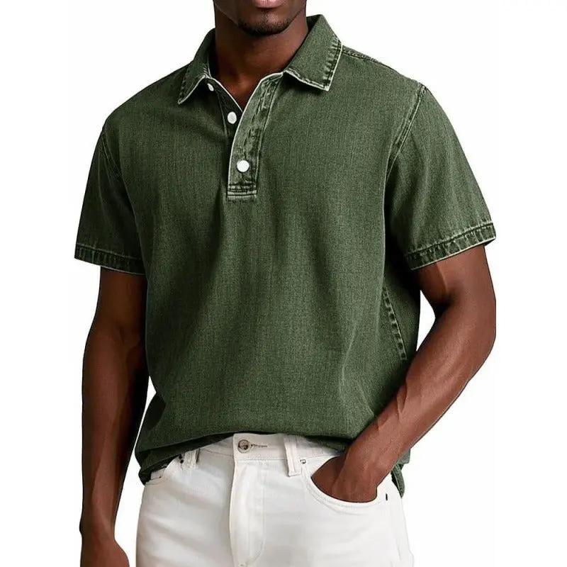 Men's Premium Cotton Blend Polo Shirt - ComfortStyle Army Green