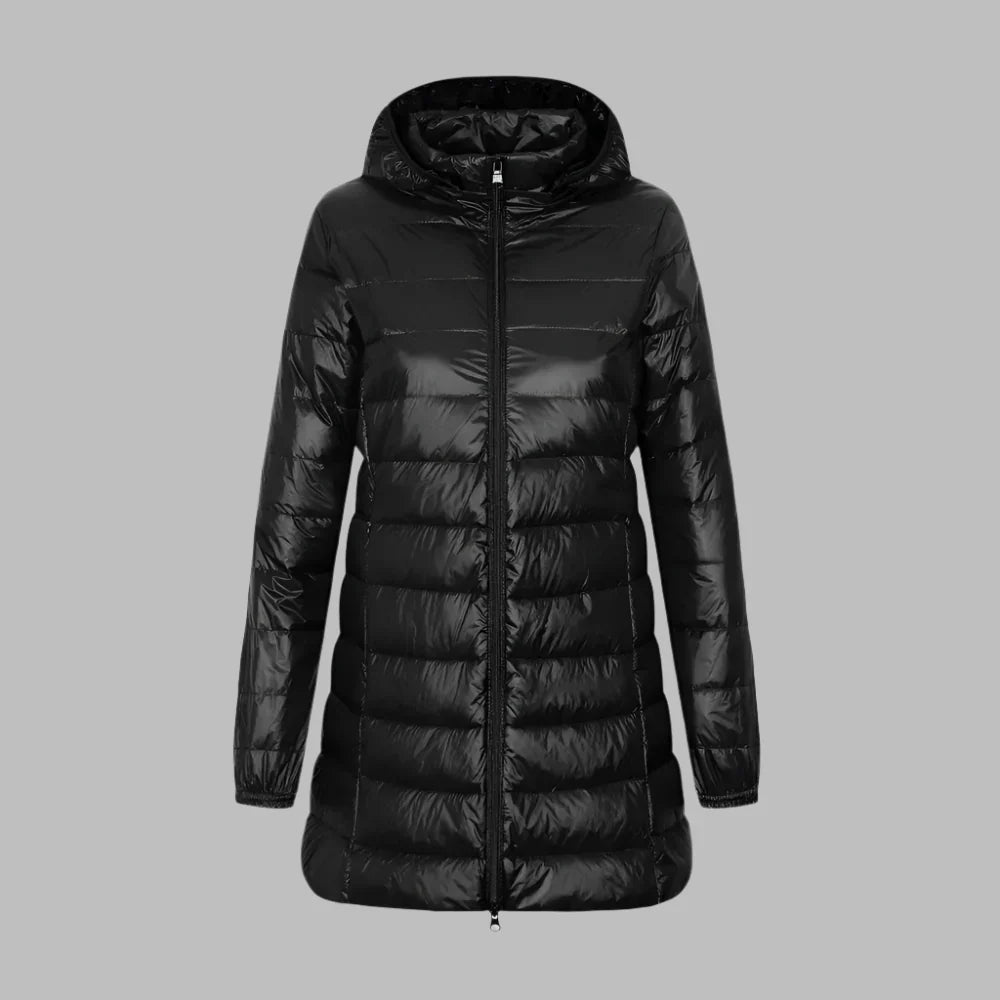 Women's Quilted Down Winter Jacket - Water-Resistant UrbanChic Black