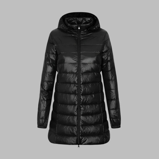 Women's Quilted Down Winter Jacket - Water-Resistant UrbanChic Black