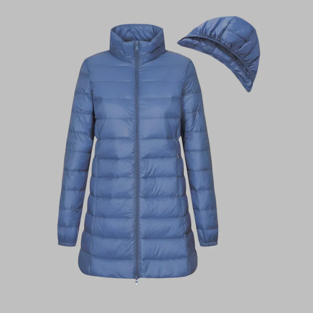 Women's Quilted Down Winter Jacket - Water-Resistant UrbanChic Blue