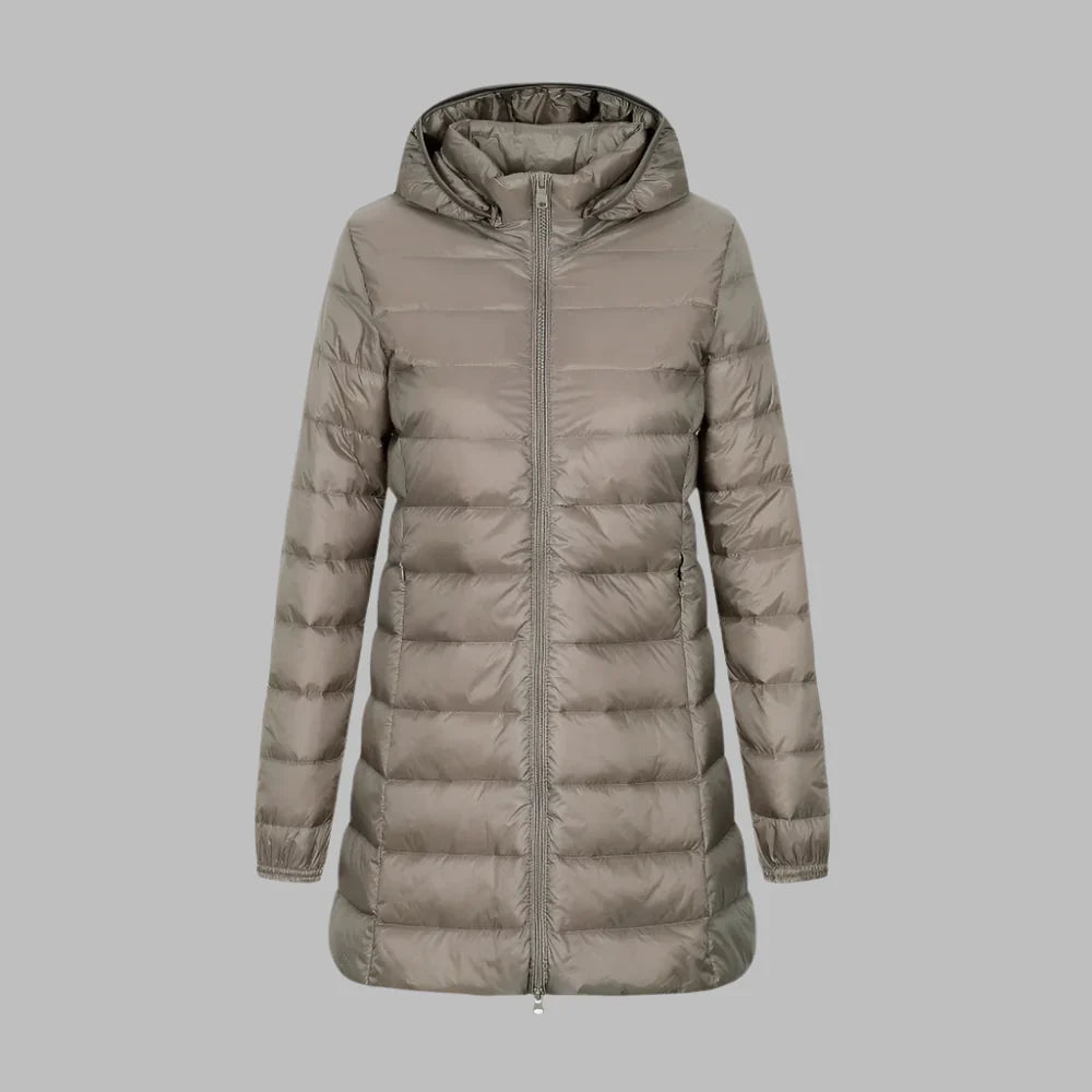 Women's Quilted Down Winter Jacket - Water-Resistant UrbanChic Grey
