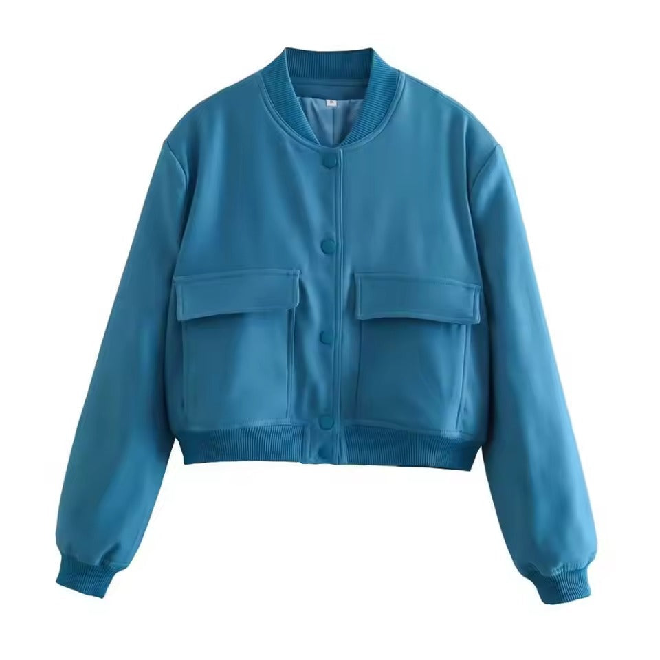 Women's Relaxed Fit Bomber Jacket - UrbanEdge Blue