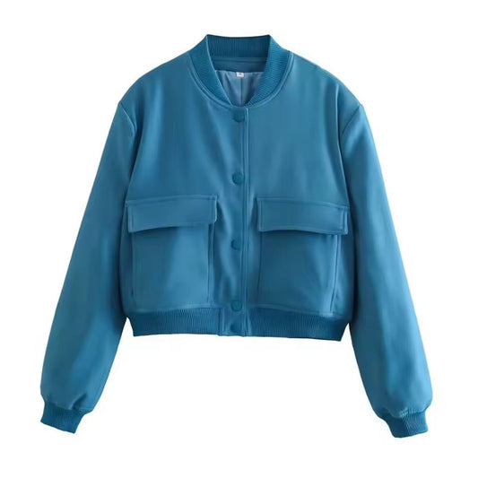 Women's Relaxed Fit Bomber Jacket - UrbanEdge Blue