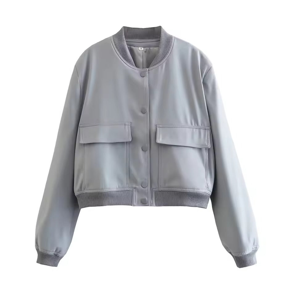 Women's Relaxed Fit Bomber Jacket - UrbanEdge Gray