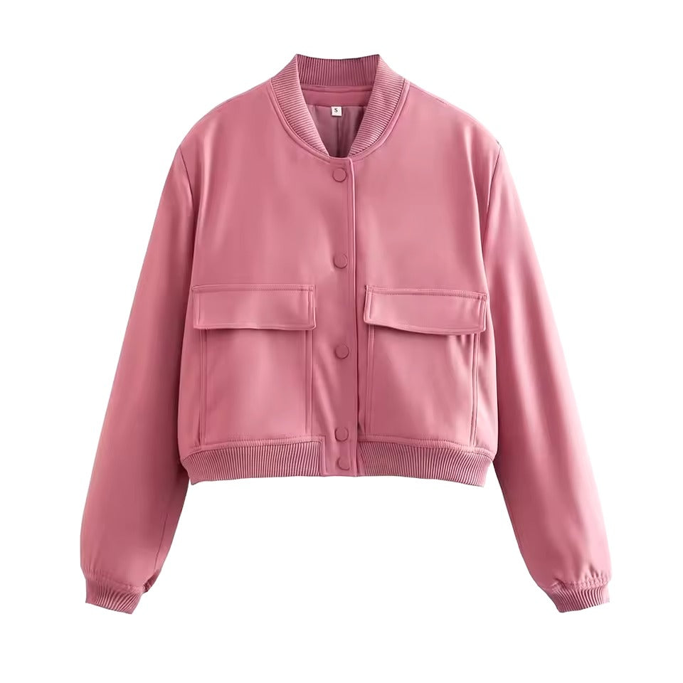Women's Relaxed Fit Bomber Jacket - UrbanEdge Pink