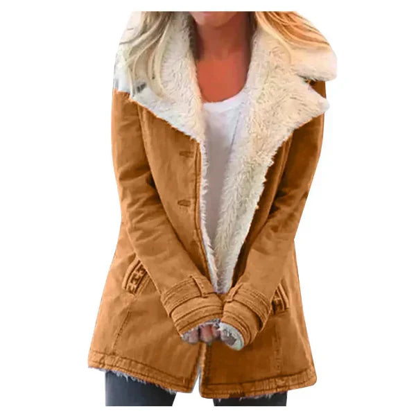 Women's Plush Fleece Hooded Coat - Cozy Relaxed-Fit Outerwear - CloudCoat Brown