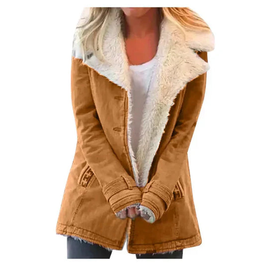 Women's Plush Fleece Hooded Coat - Cozy Relaxed-Fit Outerwear - CloudCoat Brown