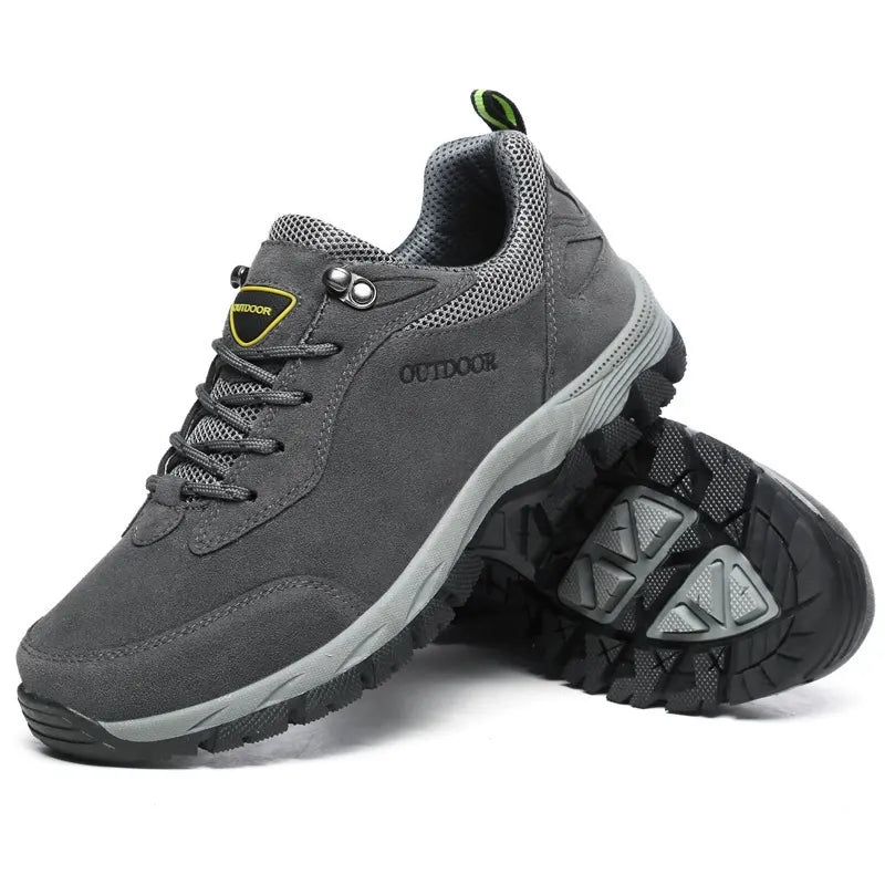 Men’s Hiking Shoes – Low-Top – Breathable Mesh Collar – Reinforced Toe – Grip Outsole Grey