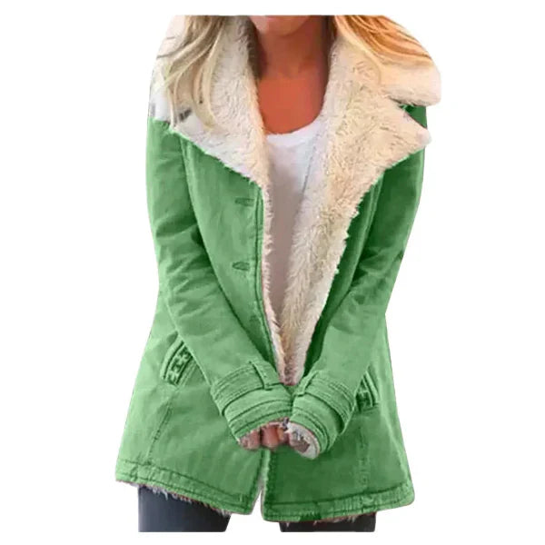 Women's Plush Fleece Hooded Coat - Cozy Relaxed-Fit Outerwear - CloudCoat Green