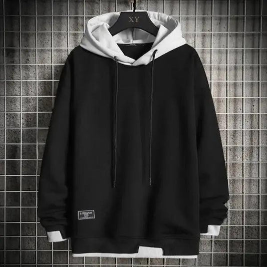 Men’s Hoodie – Relaxed Fit – Cotton Blend – Drawstring Hood – Ribbed Cuffs & Hem Black