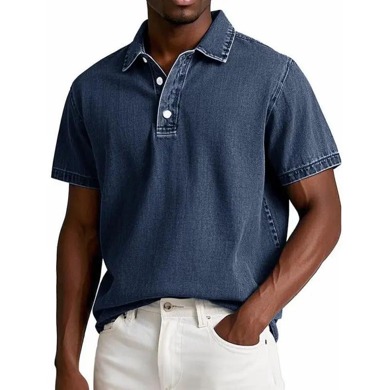 Men's Premium Cotton Blend Polo Shirt - ComfortStyle Blue