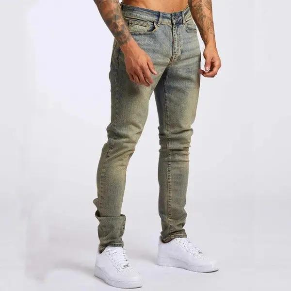 Men’s Slim Fit Jeans – Stretch Denim – Five Pocket – Full Length Casual Style Nostalgic Blue