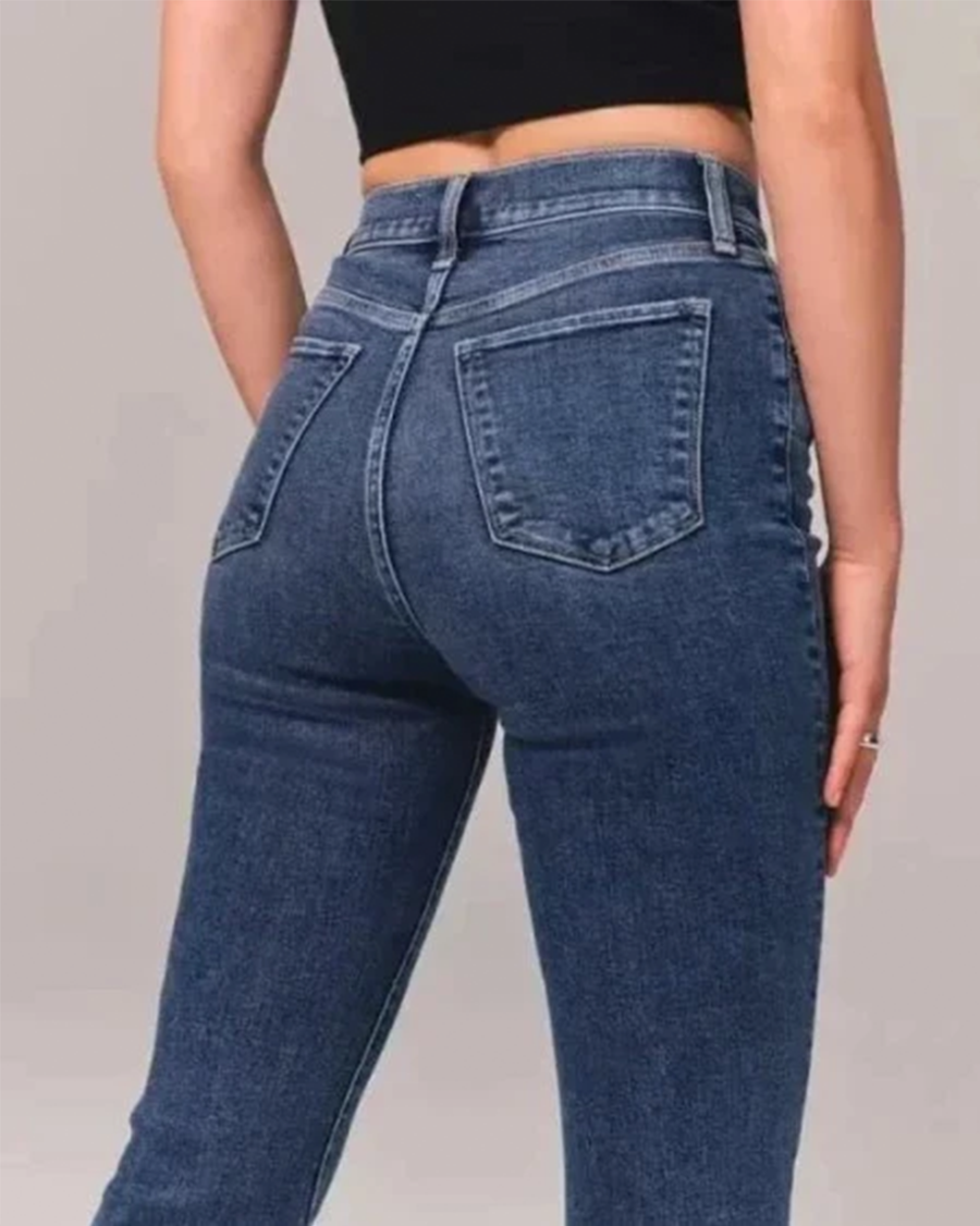 Women's High-Waisted Flared Jeans Stretch Denim - RetroFlex