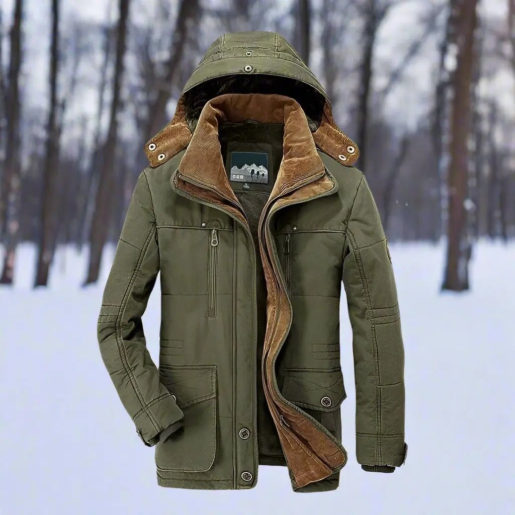 Men’s Parka Jacket – Water-Resistant – Faux Fur Lined – Adjustable Hood – Mid-Length Fit Green
