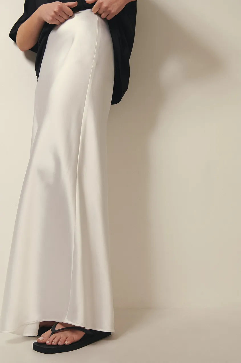 Women's Satin Maxi Skirt - Flowing A-Line, Elegant Formal - SatinGlow