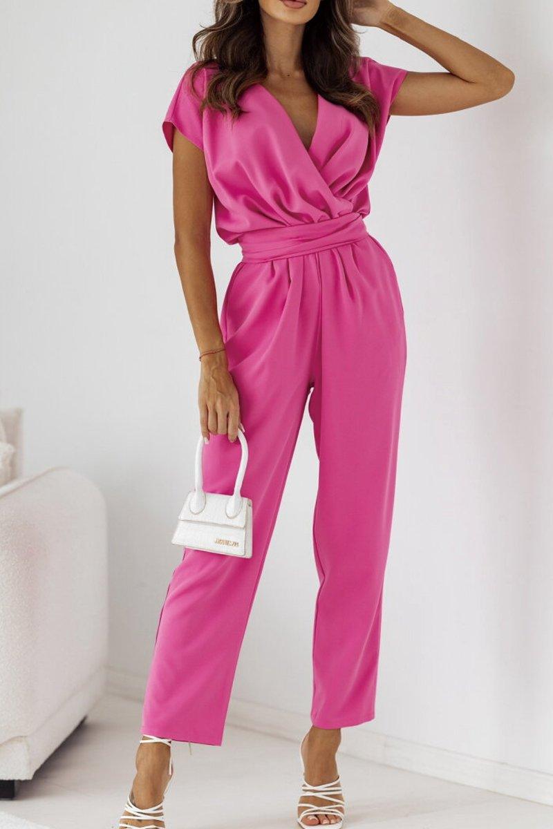 Women's Lightweight Summer Jumpsuit Breathable Casual Outfit - BreezeWear Pink