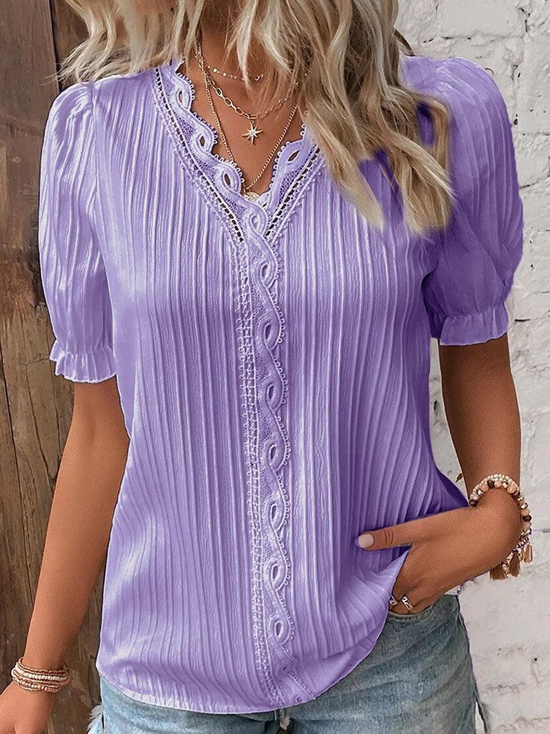 Women's Premium V-Neck T-Shirt Soft & Breathable - Everyday Tee Purple