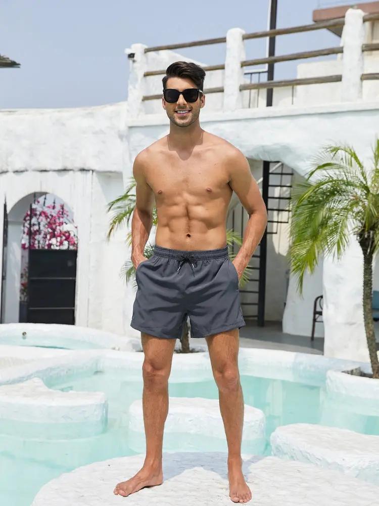 Men’s Swim Shorts – Relaxed Fit – Quick-Dry Breathable Blend – Mid-Thigh Length – Drawstring Waist