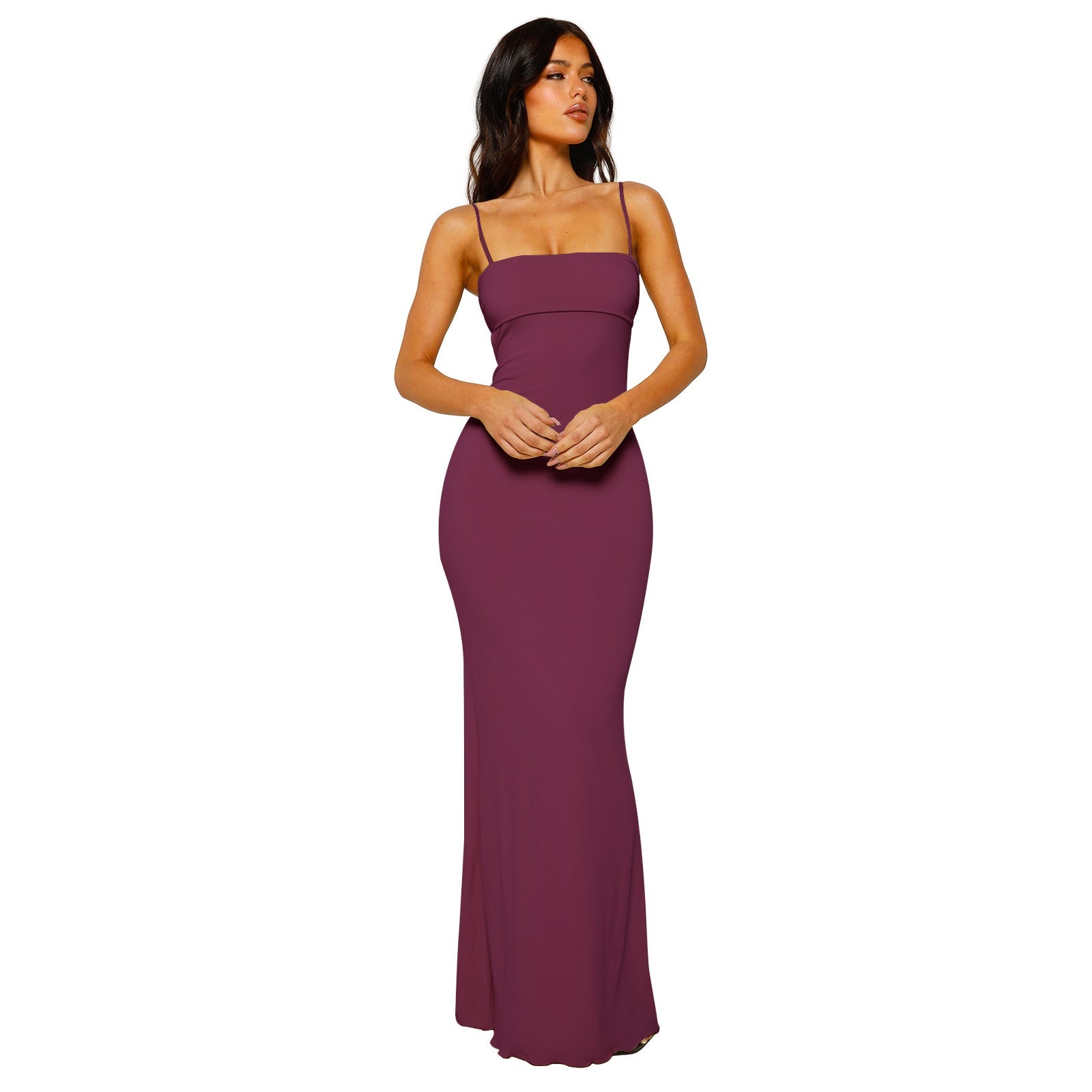 Women's Elegant Backless Bodycon Maxi Dress - EveningMuse Purple