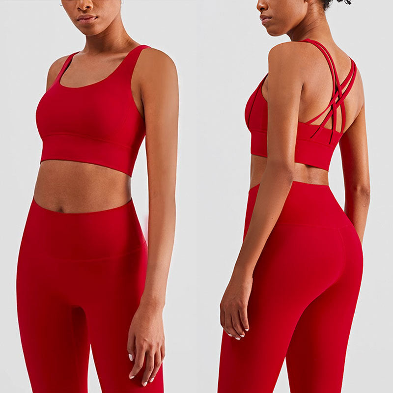 Women's Activewear 2-Piece Set - High Waist, Breathable - PowerFlex Red