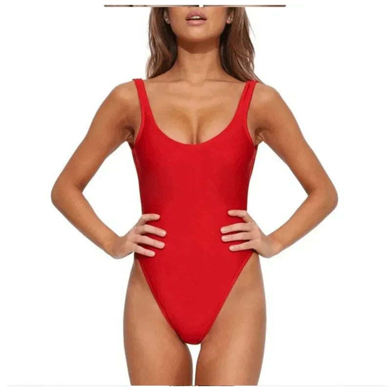 Women's Backless One-Piece Swimsuit - High-Cut, Stretch Fit - SeaSculpt