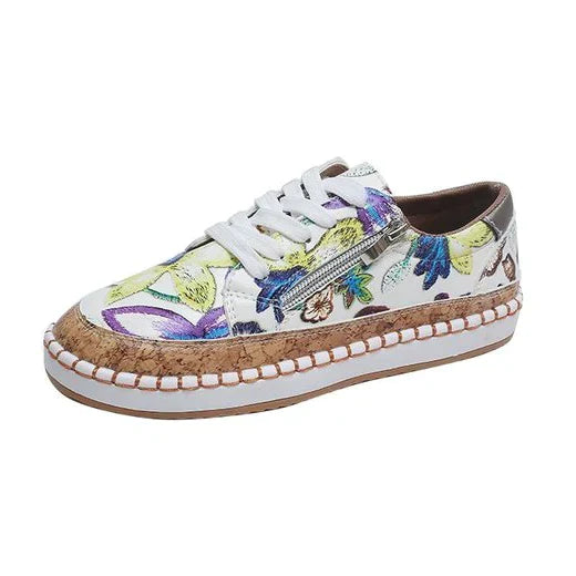 Women's Floral Slip-On Sneakers - Lightweight Breathable BloomStride White & Yellow