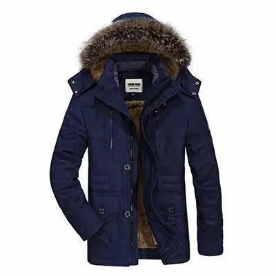 Men's thick hooded casual outdoor coat Blue