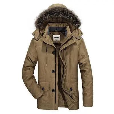 Men's thick hooded casual outdoor coat Khaki
