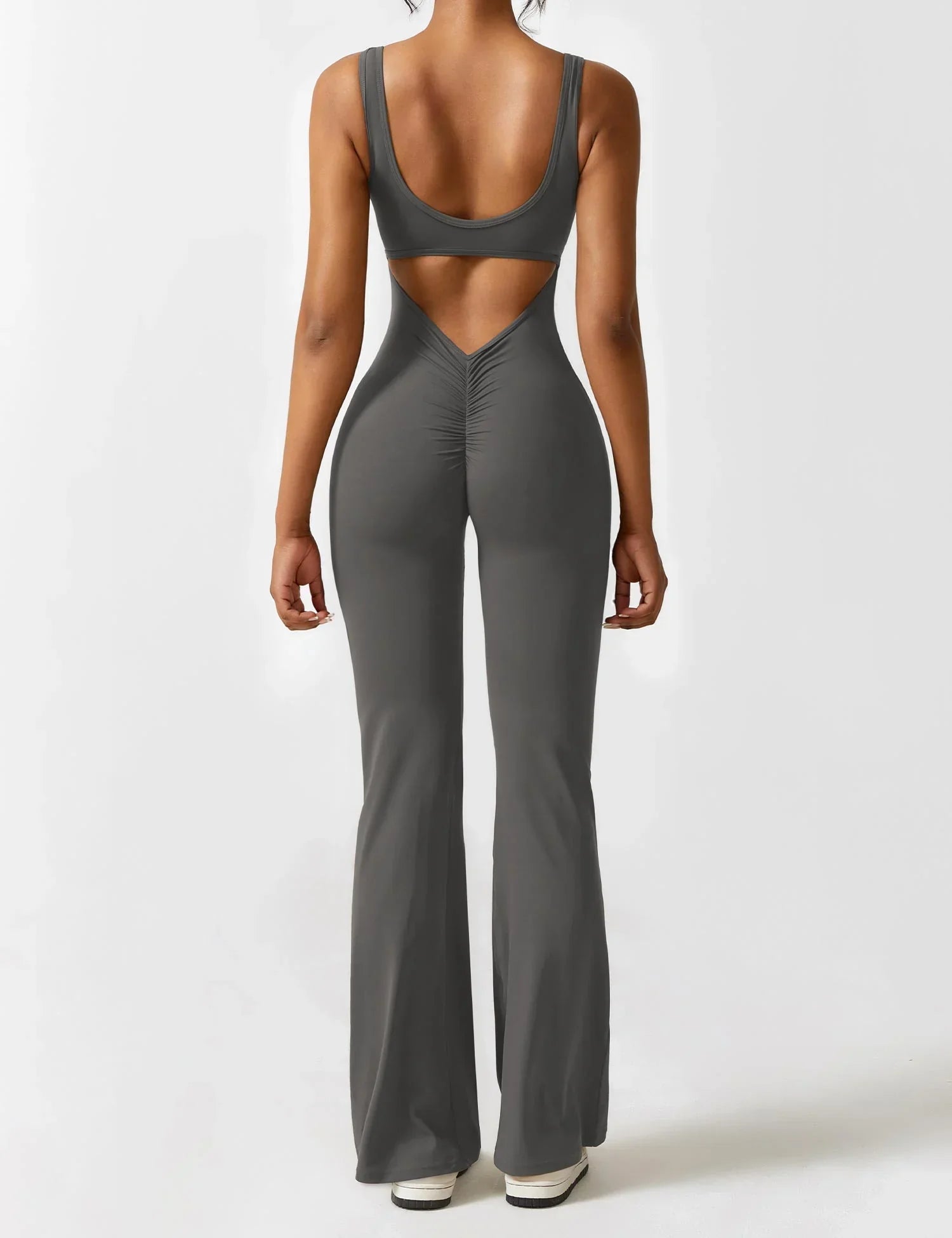 Women's Sculpting Open Back Jumpsuit - BodyCurve Gray
